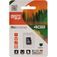 Карта пам'яті MIBRAND microSDHC 4GB Class 4 (MICDC4/4GB)
