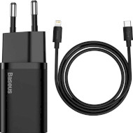 Зарядний пристрій BASEUS Super Si Quick Charger 1C PD 20W Black w/USB-C to Lightning cable (TZCCSUP-B01)