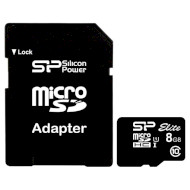 Карта памяти SILICON POWER microSDHC Elite 8GB UHS-I Class 10 + SD-adapter (SP008GBSTHBU1V10SP)