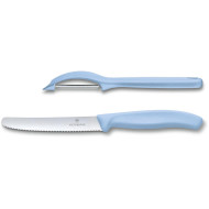 Набор кухонных ножей VICTORINOX SwissClassic Trend Colors Tomato Knife&Universal Peeler Set Light Blue 2пр (6.7116.21L22)