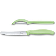 Набір кухонних ножів VICTORINOX SwissClassic Trend Colors Tomato Knife&Universal Peeler Set Light Green 2пр (6.7116.21L42)