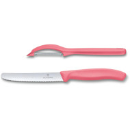 Набір кухонних ножів VICTORINOX SwissClassic Trend Colors Tomato Knife&Universal Peeler Set Light Red 2пр (6.7116.21L12)