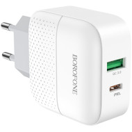 Зарядное устройство BOROFONE BA46A Premium 1xUSB-C, 1xUSB-A, PD3.0, QC3.0, 18W White (BA46AW)