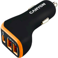 Автомобільний зарядний пристрій CANYON C-08 1xUSB-C, 2xUSB-A, PD3.0, 18W Black/Orange (CNE-CCA08BO)