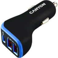 Автомобільний зарядний пристрій CANYON C-08 1xUSB-C, 2xUSB-A, PD3.0, 18W Black/Blue (CNE-CCA08PU)