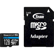 Карта пам'яті TEAM microSDXC Elite 128GB UHS-I U3 V30 A1 Class 10 + SD-adapter (TEAUSDX128GIV30A103)