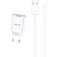 Зарядное устройство USAMS T21 Single USB Travel Charger White w/Lightning cable (T21OCLN01)