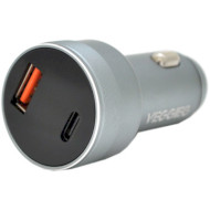 Автомобільний зарядний пристрій VEGGIEG QC-C200 1xUSB-C, 1xUSB-A, PD3.0, QC3.0 Silver