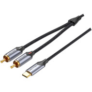 Кабель VENTION USB-C to 2-Male RCA Cable USB-C - 2xRCA 1.5м Black (BGUHG)