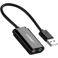 Зовнішня звукова карта UGREEN US205 USB 2.0 External Sound Adapter Black (30724)