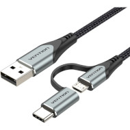Кабель VENTION 2-in-1 USB-A to Micro-USB/Type-C 1м Black (CQEHF)