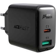 Зарядний пристрій ACEFAST A5 Fast Charge Wall Charger 32W (1xUSB-C+1xUSB-A, PD3.0 20W, QC3.0 12W) Black