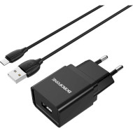 Зарядное устройство BOROFONE BA19A Nimble 1xUSB-A, 1A Black w/Micro-USB cable