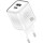 Зарядний пристрій WUW C228 1xUSB-A, 1xUSB-C, PD30W, GaN White