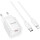 Зарядний пристрій HOCO C146A Charm 1xUSB-C, PD20W, QC3.0 White w/Type-C to Lightning cable (6942007630252)