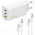 Зарядное устройство COLORWAY GaN Mini 65W 1xUSB-A, 2xUSB-C Fast Charging White w/Lightning+Type-C cable (CW-CHS058PDCL-WT)