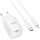Зарядний пристрій HOCO C148A Charm 1xUSB-C, PD30W, QC3.0 White w/Type-C to Lightning cable (6942007630313)