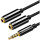Кабель UGREEN AV141 mini-jack 3.5mm (M) - 2xmini-jack 3.5mm (F) 0.2м Black (30619)