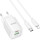 Зарядний пристрій HOCO C149A Charm 1xUSB-A, 1xUSB-C, PD30W, QC3.0 White w/Type-C to Lightning cable (6974464673398)