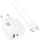 Зарядний пристрій HOCO CS55A Surplus 1xUSB-A, 1xUSB-C, PD30W, QC3.0 White w/Type-C to Lightning cable (6942007631556)