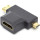 Адаптер угловой POWERPLANT HDMI - Mini-HDMI/Micro-HDMI Black (CA912056)