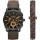 Часы FOSSIL Machine Chronograph Dark Brown Leather Watch and Bracelet Box Set (FS5251SET)