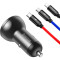 Автомобільний зарядний пристрій BASEUS Digital Display Dual USB 4.8A Car Charger 24W Black w/3-in-1 cable (TZCCBX-0G)