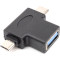 Кабель OTG POWERPLANT USB 2.0 AF - Type-C/Micro-B (CA913121)