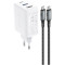 Зарядний пристрій ACEFAST A17 Fast Charge Smart Wall Charger Hub GaN PD65W (1xUSB-C, 1xUSB-A, 1xHDMI) White w/Type-C to Type-C cable