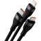 Кабель BASEUS Flash Series II 3-in-1 Fast Charging Data Cable U+C to M+L+C 100W 1.2м Black (CASS030101)