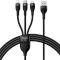 Кабель BASEUS Flash Series II 3-in-1 Fast Charging Data Cable USB to M+L+C 100W 1.2м Black (CASS030001)