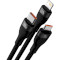 Кабель BASEUS Flash Series II 3-in-1 Fast Charging Data Cable USB to M+L+C 100W 1.2м Black (CASS030001)