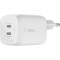 Зарядное устройство BELKIN Boost Up Charge Pro GaN 2-Ports USB-C PPS Wall Charger 65W White w/Type-C to Type-C cable (WCH013VF2MWH-B6)