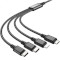 Кабель HOCO X76 4-in-1 USB-A to Lightning/Micro-USB/Type-C x 2 1м Black