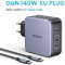 Зарядное устройство UGREEN CD289 GaN 140W 2xUSB-C, 1xUSB-A Fast Charger Gray w/Type-C to Type-C cable (90549)