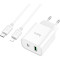 Зарядний пристрій HOCO C80A Plus Rapido 1xUSB-A, 1xUSB-C, PD20W, QC3.0 White w/Type-C to Lightning cable (6931474779892)