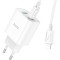 Зарядний пристрій HOCO C80A Plus Rapido 1xUSB-A, 1xUSB-C, PD20W, QC3.0 White w/Type-C to Lightning cable (6931474779892)