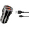 Автомобильное зарядное устройство XO CC48 Smart Metal 2xUSB-A, 2,4A Black w/Lightning cable (XO-CC48I-BK)