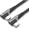 Кабель VENTION USB Type-C to USB Type-C Nylon Double 90° PD 1м Gray (TANHF)