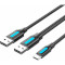 Кабель VENTION 2-in-1 USB-С to Dual USB-A 0.5м Black (CQKBD)