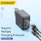 Зарядний пристрій ESSAGER Matrix 65W 1xUSB-A, 2xUSB-C, PD3.0, QC4.0 GaN Travel Charger Black (ECT2CA-JZB01-Z)