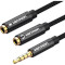 Спліттер VENTION Audio Splitter Cable mini-jack 3.5мм - 2 x mini-jack 3.5мм 0.3м Black (BBMBY)