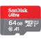 Карта памяти SANDISK microSDXC Ultra 64GB UHS-I A1 Class 10 + SD-adapter (SDSQUAB-064G-GN6MA)