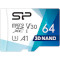 Карта памяти SILICON POWER microSDXC Superior Pro Colorful 64GB UHS-I U3 V30 A1 Class 10 + SD-adapter (SP064GBSTXDU3V20AB)