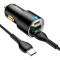 Автомобильное зарядное устройство HOCO NZ6 1xUSB-A, 2xUSB-C, PD45W, QC3.0 Black w/Type-C to Type-C cable (6931474765208)