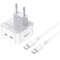 Зарядний пристрій BOROFONE BA76A Source 2xUSB-C, PD35W, QC3.0 White w/Type-C to Type-C cable (BA76ACCW)