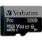 Карта пам'яті VERBATIM microSD Pro 32GB UHS-I U3 V30 A2 Class 10 + SD-adapter (47041)