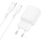 Зарядний пристрій HOCO C96A 1xUSB-A, 2.1A White w/Type-C cable (6931474766038)