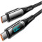 Кабель ESSAGER LED Digital Display Fast Charging Data Cable PD100W Type-C to Type-C 2м Black (ES-XCTT1-YDA01)