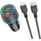 Автомобільний зарядний пристрій BOROFONE BZ21 Brilliant 1xUSB-A, 1xUSB-C, PD30W, QC3.0, 48W Black w/Type-C to Lightning cable